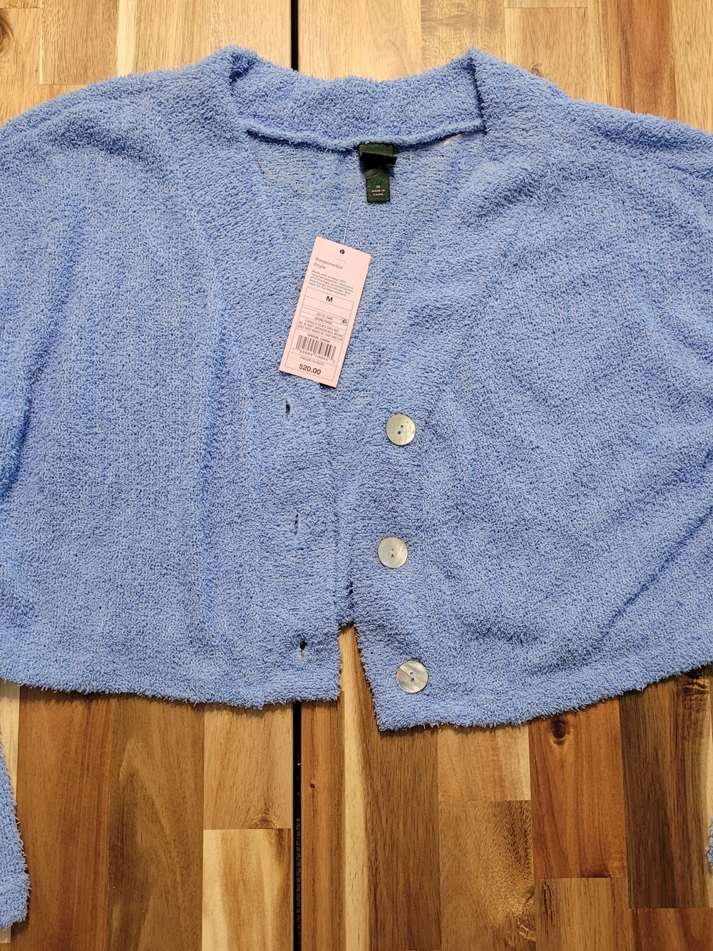 Womens Blue Cozy Button-Up Jacket